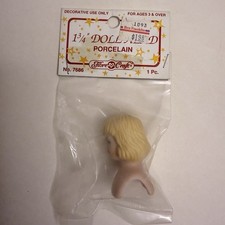 Vintage Fibre-Craft Porcelain Doll Head 7686 Blonde Blue Eyes NOS Ben Franklin