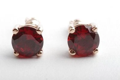 Granat Ohrringe Schraubverschluss in aus 585 14 Kt Rose Rot Gold   - Bild 1 von 4