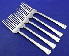 SET, 5   BENNETT  DINNER FORKS WALLACE Stainless Frosted & Glossy China Flatware