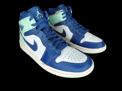 Nike Air Jordan 1 Mid Mystic Navy Mint 554725-413 Mens Size 8
