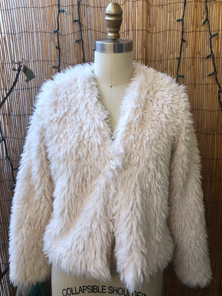 *7 For All Mankind* 人造毛皮象牙色超细摇粒绒夹克全新无标签小号