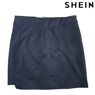 Shein Womens Mini Skirt Velvet Black Size S Straight Short