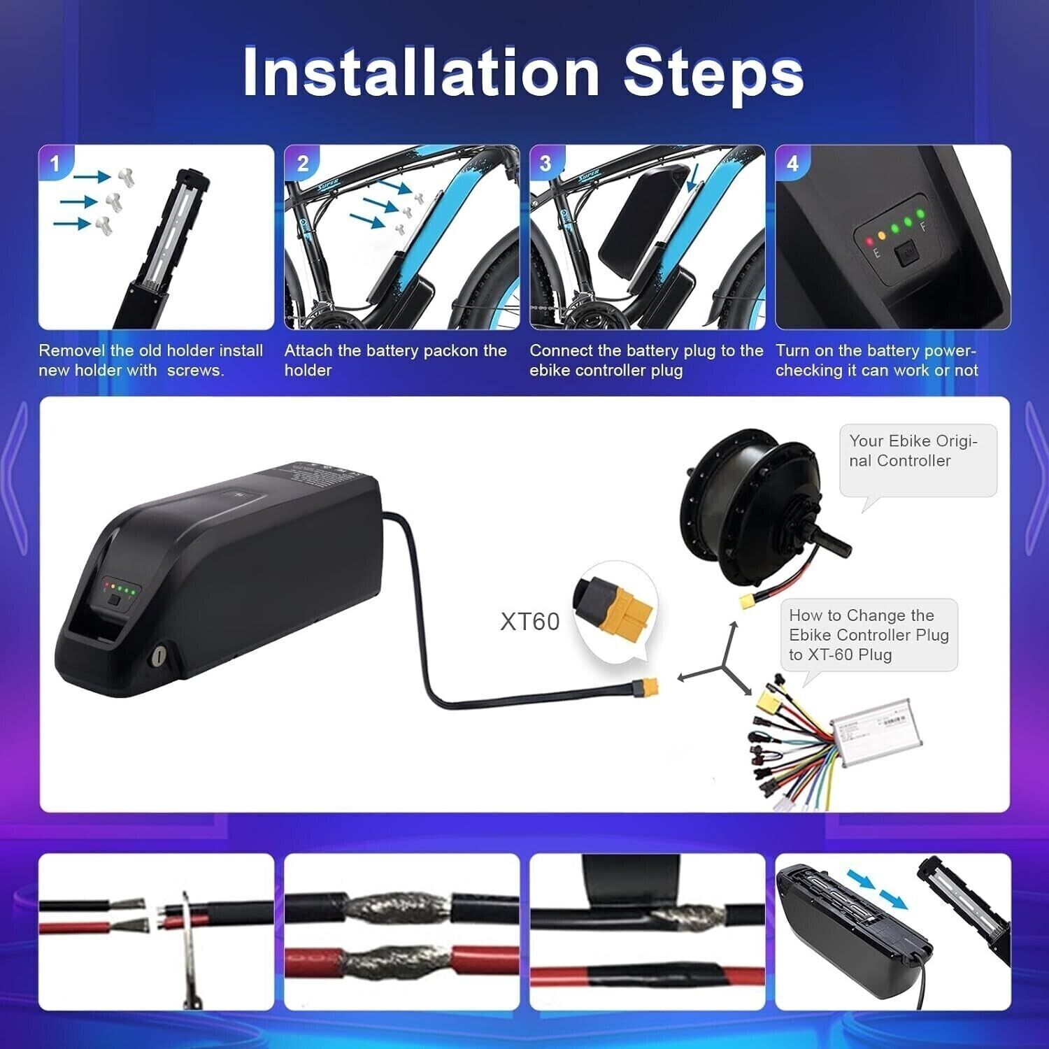 36V Hailong Lithium Ebike Battery Electric Bike Battery 5Pin For 200~1000W Motor