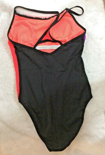 SPEEDO endurance lite black/purple/pink Color Block 1pc Swimsuit 8 - Picture 2 of 3