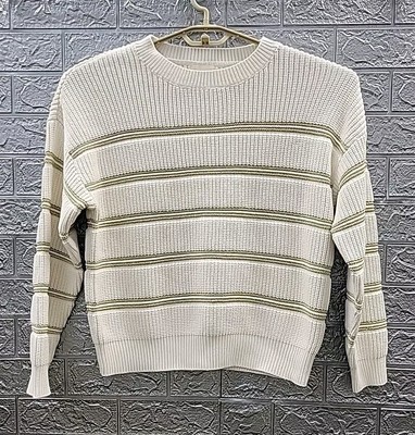 New THREAD&SUPPLY Seraphina Crewneck Sweater Ivory/Tan Stripe Size Medium
