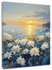 Sunset Landscape Water Lily Floral Abstract Wall Art for Bathroom Living Room