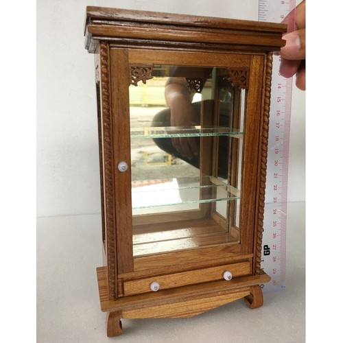 Vintage Dollhouse Miniatures Furniture Teak Wood Craft Cabinet Display Showcase  - Picture 6 of 6