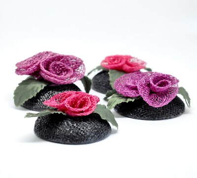 Vintage Mesh 3D Flower Cabochon Appliqué Derby Hat Crafts  display picture 2