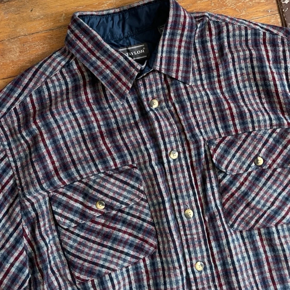 Camisa de franela a cuadros vintage para hombre talla grande años 80 mezcla de acrílico suave manga larga Foto 2 de 4