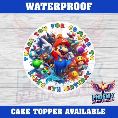 PERSONALISED MARIO SWEET CONE STICKERS PARTY BAG LABELS BIRTHDAY SUPER MARIO