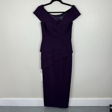 Xscape Off The Shoulder Scuba Crepe Column Gown Womens Size 8 Plum Purple Dress