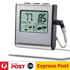 Digital Meat Cooking Thermometer Food Temperature Probe Timer Smoker Oven BBQ