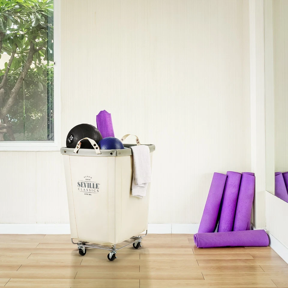 Cesta de lavandería con ruedas de lona XL de alta resistencia de grado comercial Seville Classics Foto 4 de 4