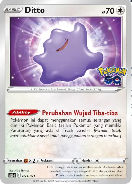 Pokemon Go Ditto Indonesian Card TCG English Rare NM-Mint