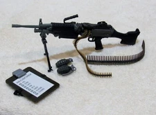 1/6 SCALE M-60 MACHINE GUN EXTRA AMMO LINK, 2 HAND GRENADES & 1 PILOT CLIP BOARD