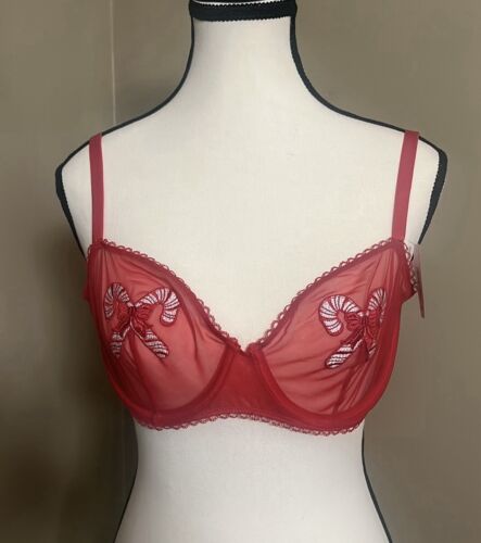 Adore Me Bra 36C Alyshia Unlined Lace Semi Sheer Feminine