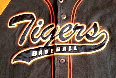 DETROIT TIGERS BLUE / ORANGE BUTTON DOWN MLB JERSEY BY ADIDAS