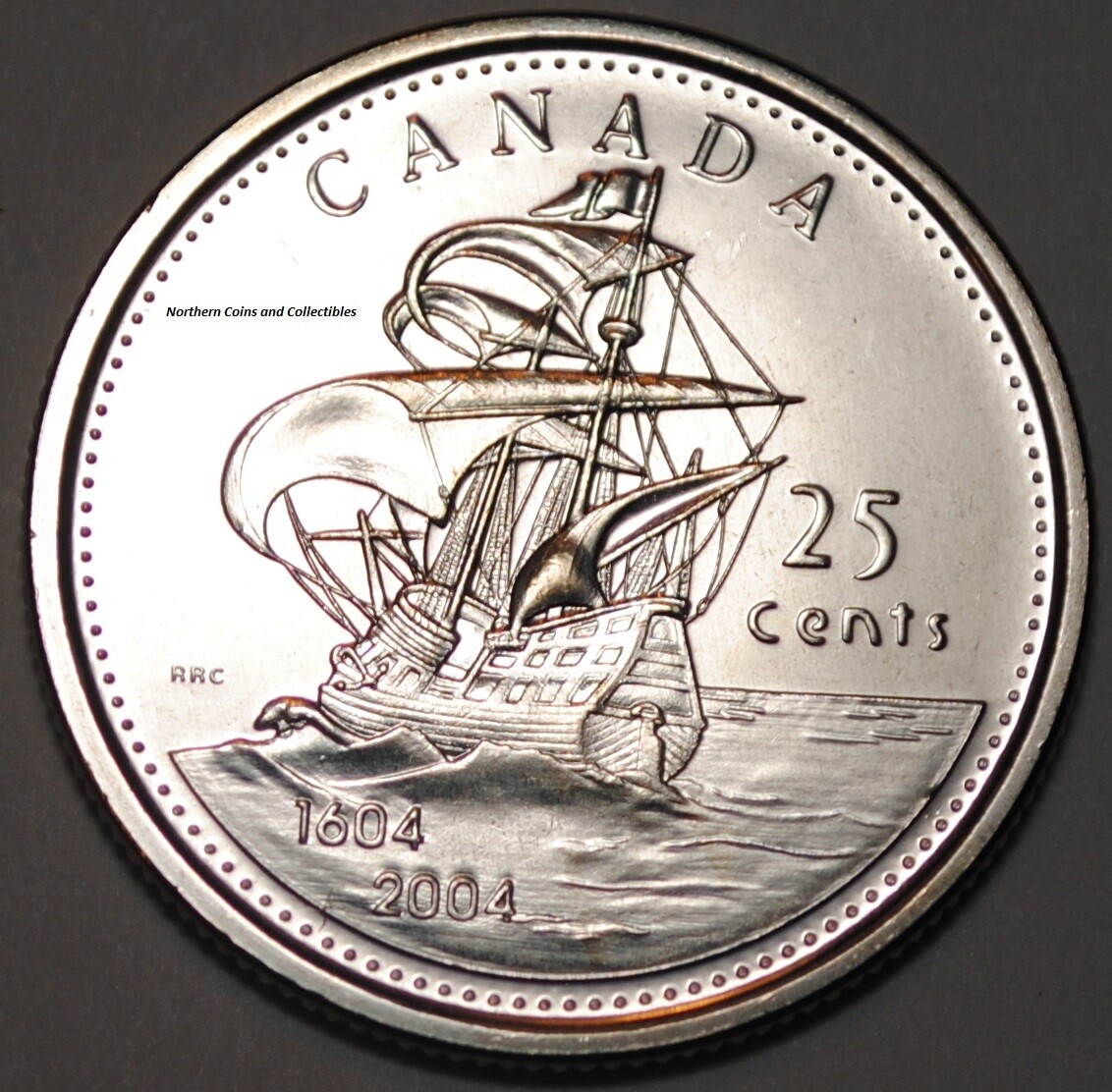 Canada 2004 First Settlement 25 cents UNC from roll - BU Canadian Quarter