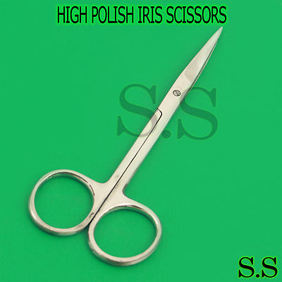 3 pcs HIGH POLISH IRIS SCISSORS 4.5'' STAINLESS STEEL STRAIGHT SURGICAL DENTAL