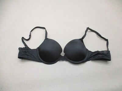 34A AUDEN Womens Black Lace Lined Underwire Back Closure Adjustable Demi Bra 3A