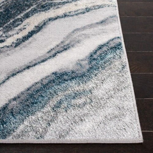 Contemporary Modern Abstract Gray Blue Polyester Area Rug **FREE SHIPPING** - Picture 4 of 25