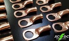(2) 8 gauge Ring 3/8" Hole Terminal BATTERY Lug Bare Copper Un-insulated AWG