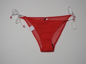 Women-Swim-wear-Bikini-Bottom-Marie-Meili-Medium-Red-White-Polka-Dots-Side-Ties