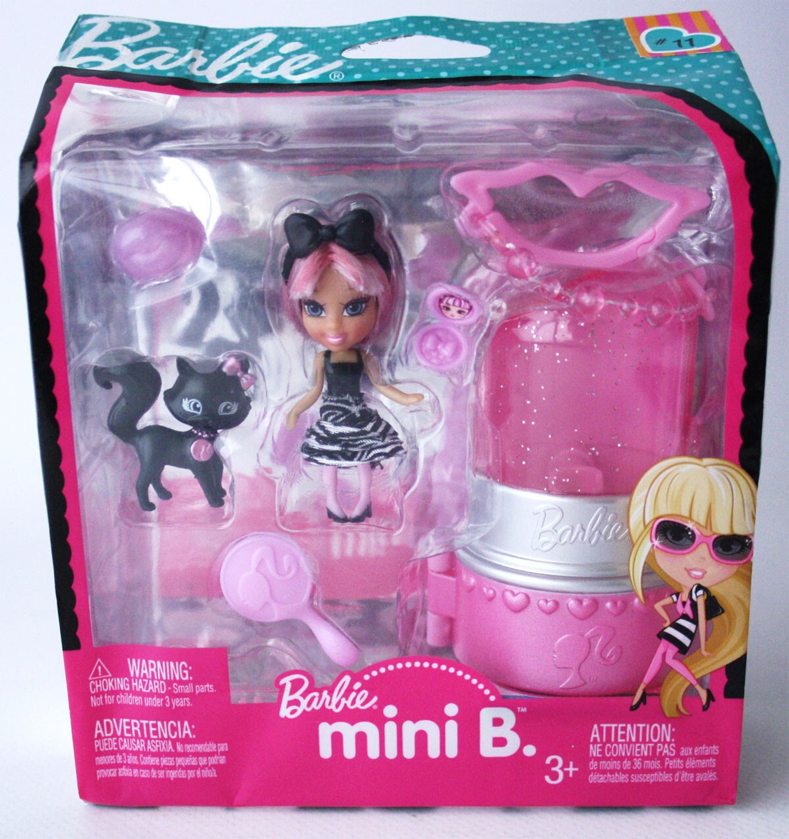 BARBIE 2009 BARBIE MINI B DOLL WITH BLACK KITTY #4 T5725 MATTEL