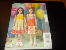 McCalls Pattern M7144 Girls EZ Sleeveless Dresses w/Ruffle Tier Variations