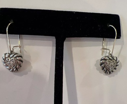 David Yurman Diamond Petite Heart Pave Earrings Dangle 750. P-82