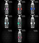 New Embossed Cylinder Crystal Cremation Urn Keepsake Ashes Memorial Necklace