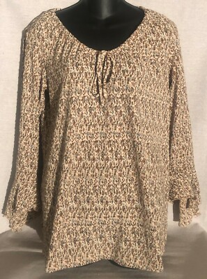Motherhood Maternity Flowing Cuff Long Sleeve Tie Neck Top - M