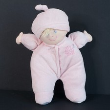 Animal Alley My First Doll Rattle Plush Pink Blonde Hair Blue Eyes 11" Stuffed