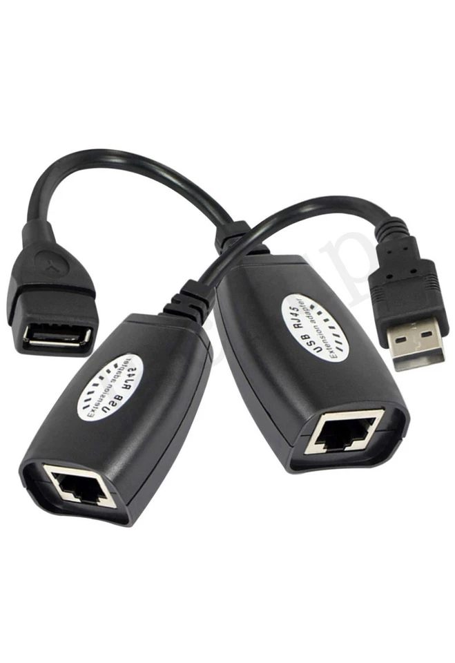 Lote 5 Cable Extensión USB Ethernet RJ45 Cat5e/6 Adaptador Extensor Sobre Repetidor Foto 3 de 3