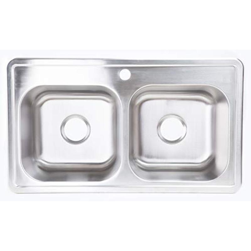 33x19 Deep Drop in Kitchen Sink Dual Basin Stainless Steel Mobile Homes ‎Natural