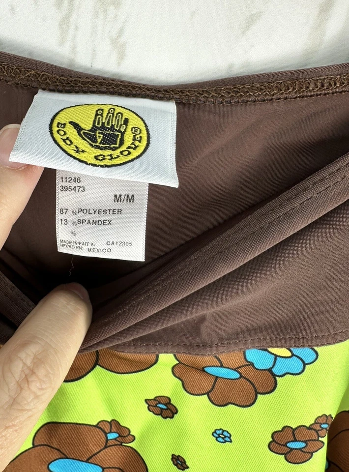 NUEVO CON ETIQUETAS Body Guante M Marrón Verde Floral Boho Lambada Falda Cubrir Foto 2 de 4