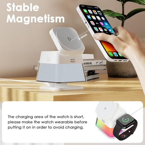 3 in 1 Charging Station 15W Fast Wireless Charger with Light for Android & IOS - 第 3/9 張圖片