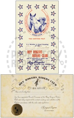 ROY ROGERS RIDERS CLUB MEMBERSHIP CARD - LUCKY HORSESHOE VERSION - REPRINT