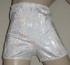 NWT GK Elite sports cheerleading Short White Sparkle AXL