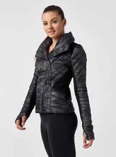 Blanc Noir Motion Panel Camo Puffer Jacket XS Camoflauge Down Pockets Slim