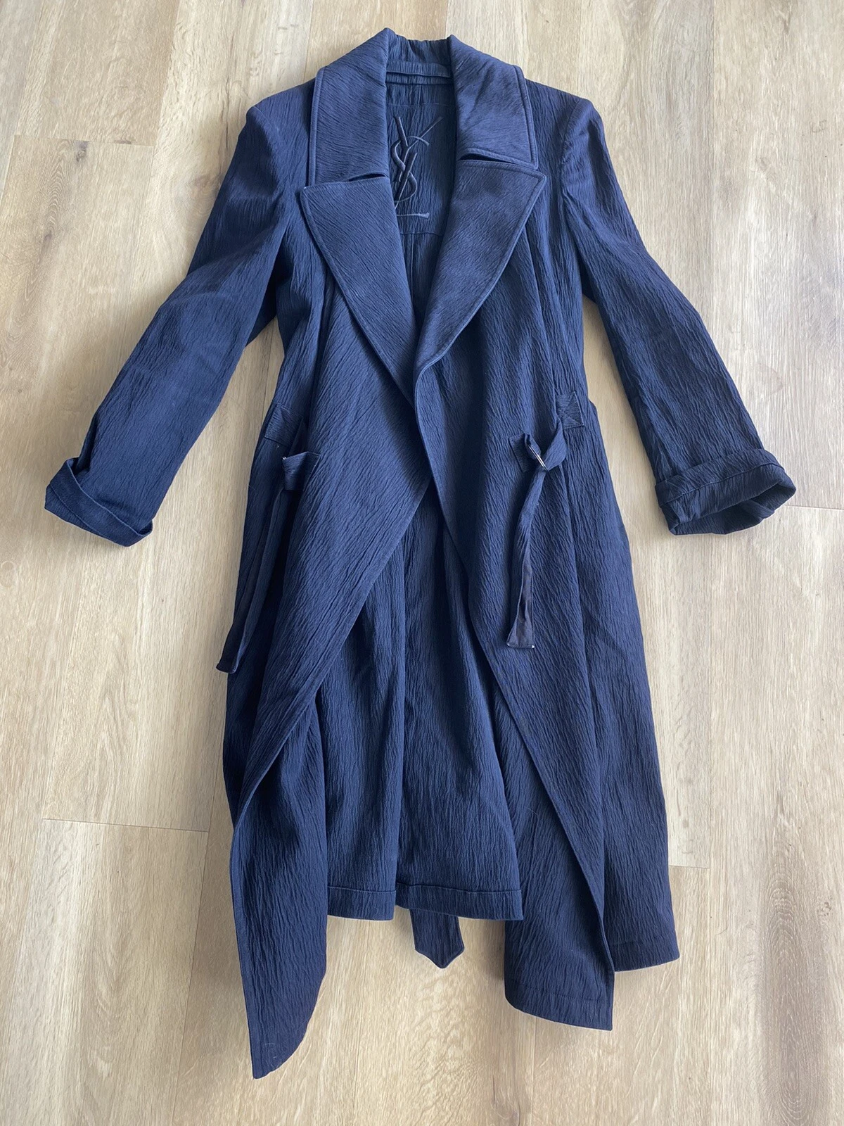 SAINT LAURENT (YSL) YSL Yves Saint Laurent Nero Unisex Donna Uomo Cappotto di Cotone Interruzioni Cravatta 2K+ M