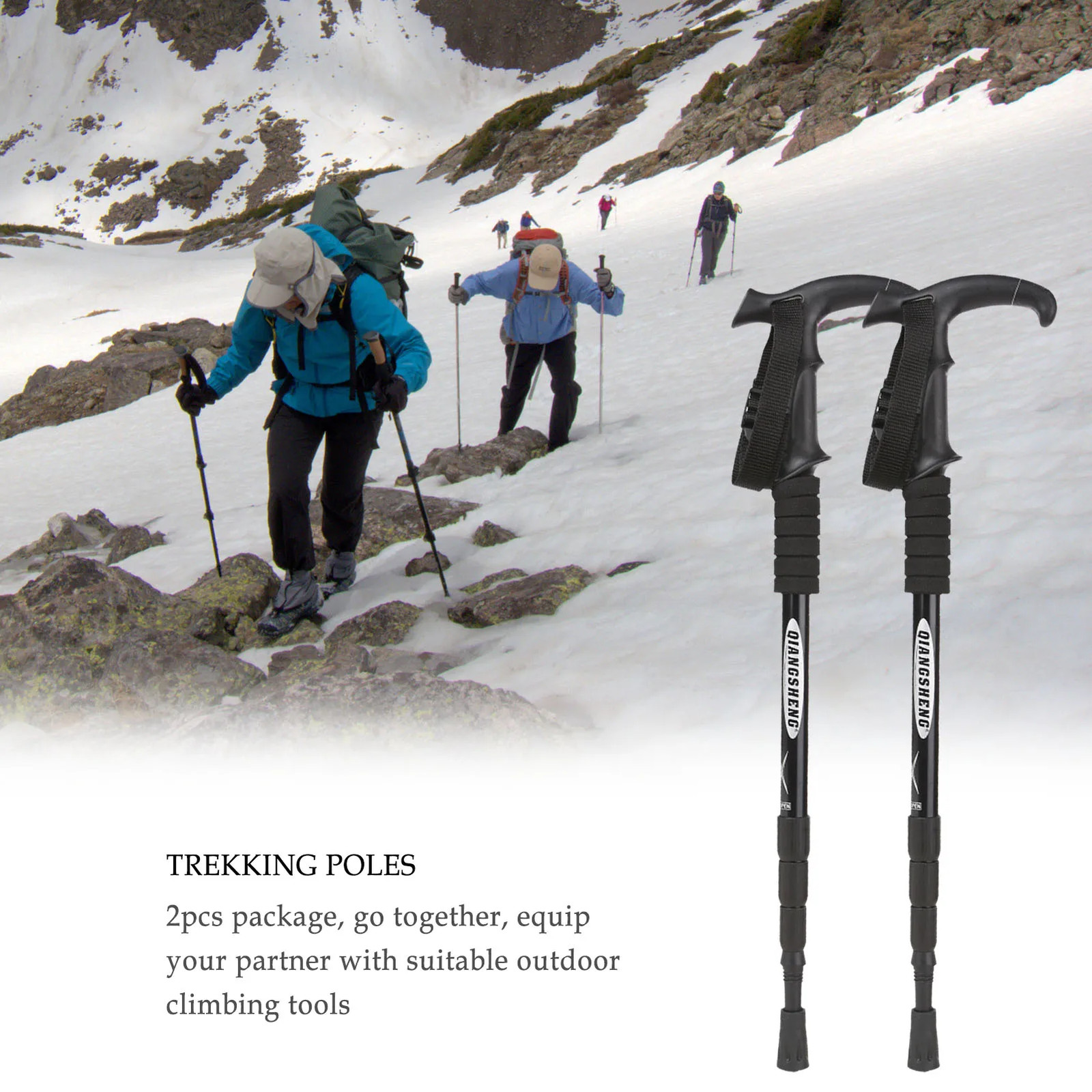 2X Trekking Poles Nordic Walking Hiking Sticks Adjustable Anti-shock Alpenstock