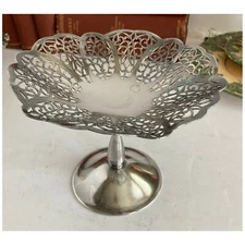 Vintage Lovelace Intl. Silver Co EPNS 1430 Lace Pedestal Candy Dish 6" x 4.75"
