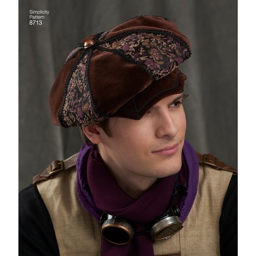 SIMPLICITY 8713 MENS ARKIVESTRY HATS Sewing Pattern TOP HAT TOPPER PIRATE PO'BOY - Picture 5 of 9