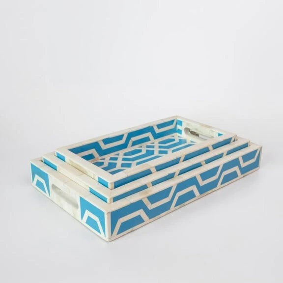 Bone Inlay Tray- Handmade Capri Blue Spider Pattern - Image 4 of 4