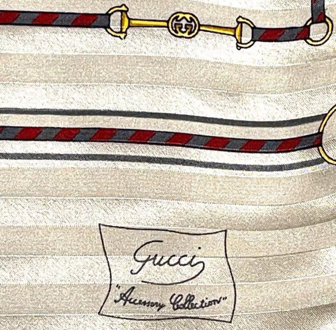 GUCCI ancien foulard en soie Horsebit bordure 26 cm x 130 cm bon état 02 ans