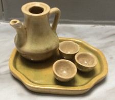 Vintage Dollhouse Ceramic Pitcher Set with tray, pitcher, 3 cups