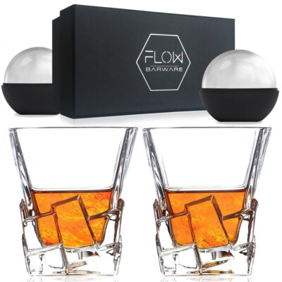 Iceberg Whisky Gläser 2er Set, Whiskyglas Geschenk Scotch Bourbon G&T Becher
