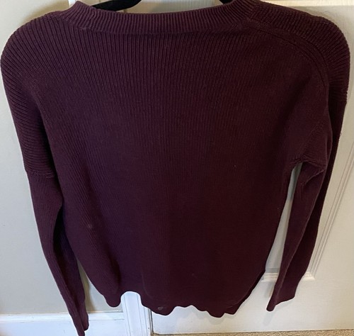 Athleta Sweater Top Womans XXS Solid Plum Long Sleeve Pullover Wool Blend EUC - Picture 2 of 8