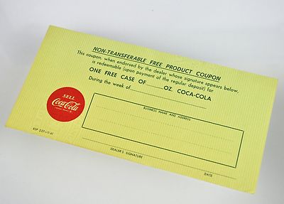 Schöner alter Coca-Cola Coke Coupon - USA 1961 - One Free Case of Coca-Cola
